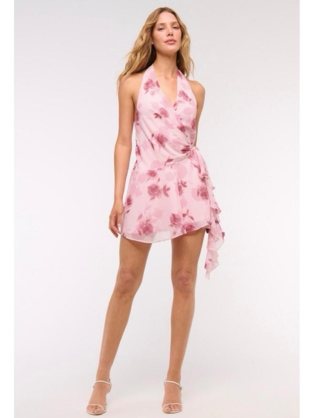 Abercrombie & Fitch Romantic Draped Floral Halter Dress Women's Size XLT NWT